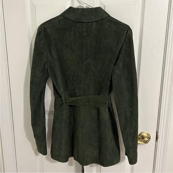 Theory Gloss Lamb Suede Belted Zip Up Utility Jacket Size 4 - Picture 15 of 15